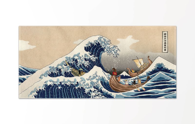 猫浮世绘-神奈川冲浪里的猫浴巾 - 毛巾浴巾 - 其他人造纤维 
