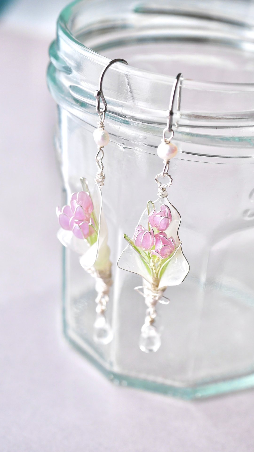 tulip bouquet accessory - 耳环/耳夹 - 其他材质 紫色