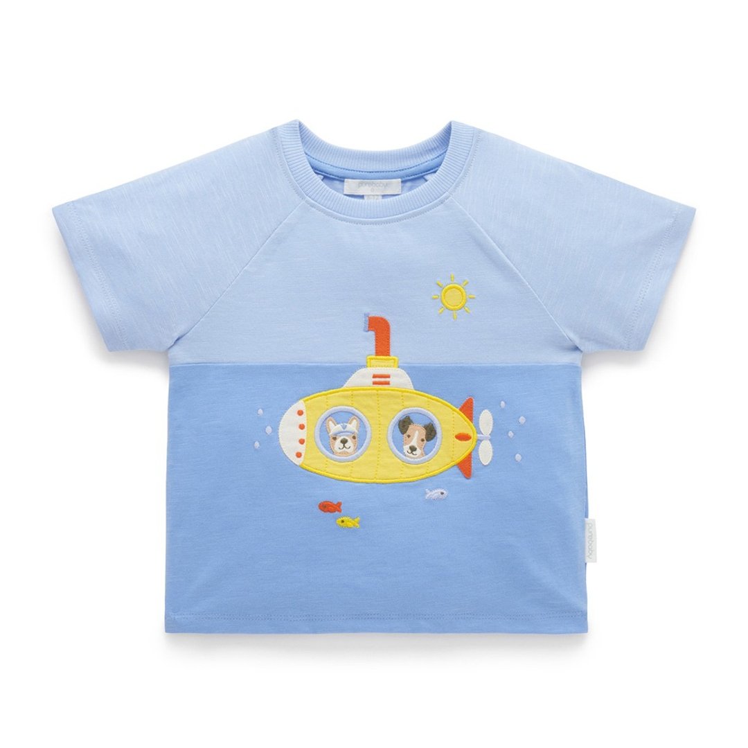 澳洲Purebaby有机棉男童装上衣12M-4T 蓝色潜水艇 - 童装上衣 - 棉 