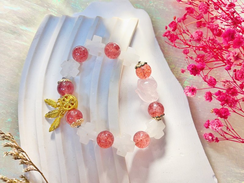 【梦中狐狸 | 灵魂专属宝物 | 水晶手环】粉晶|草莓晶|捕梦网 - 手链/手环 - 水晶 粉红色