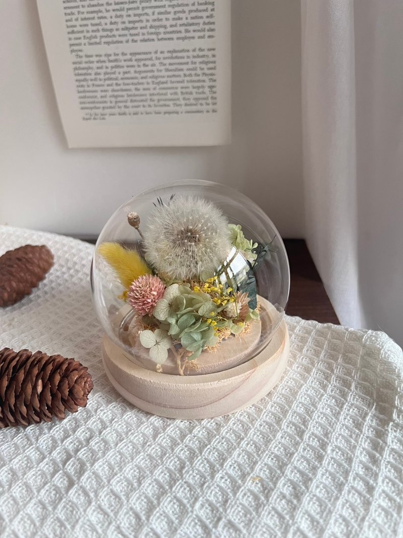 永生蒲公英玻璃盅罩DUY材料包 干燥花艺摆饰 质感手作 - 植栽 - 木头 绿色