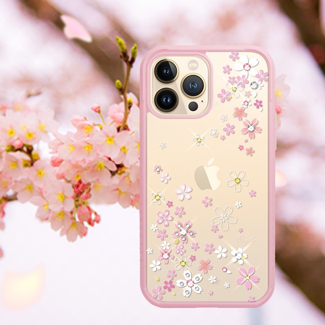 imos联名款 iPhone 13全系列 军规防摔水晶彩钻手机壳-浪漫樱 - 手机壳/手机套 - 其他材质 多色