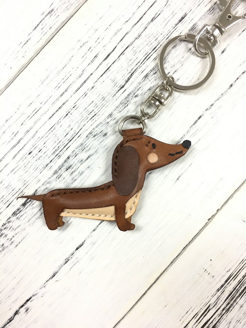 腊肠狗钥匙圈 - 钥匙链/钥匙包 - 真皮 咖啡色
