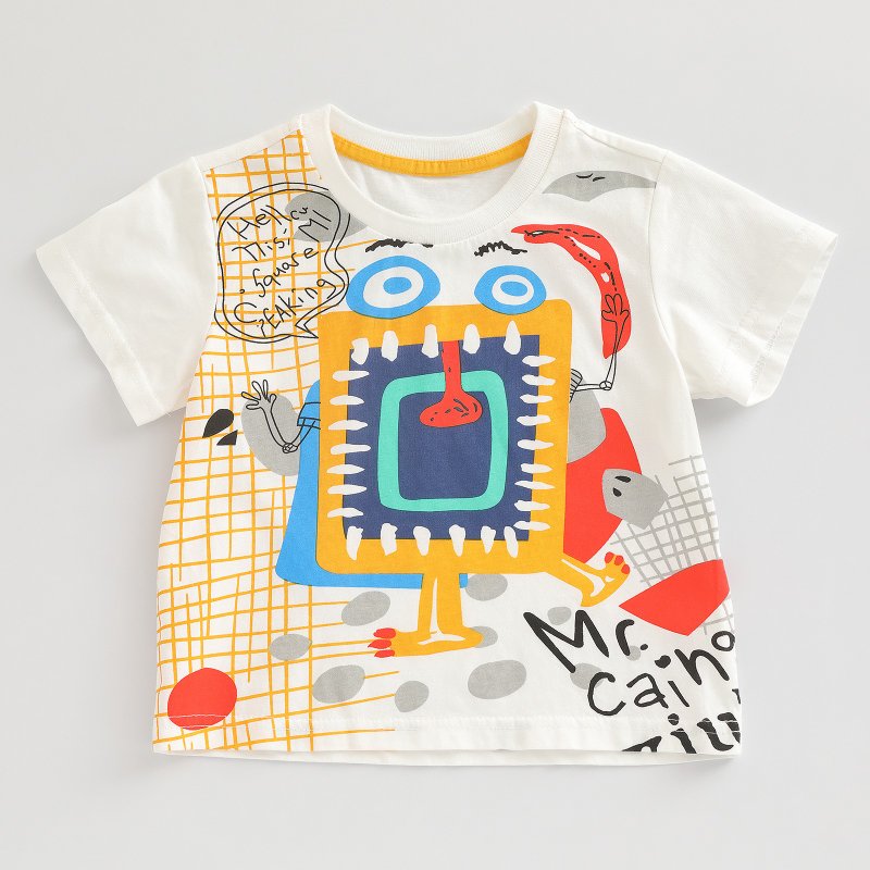 BIR 艺术风文艺棉T - 童装上衣 - 棉．麻 白色