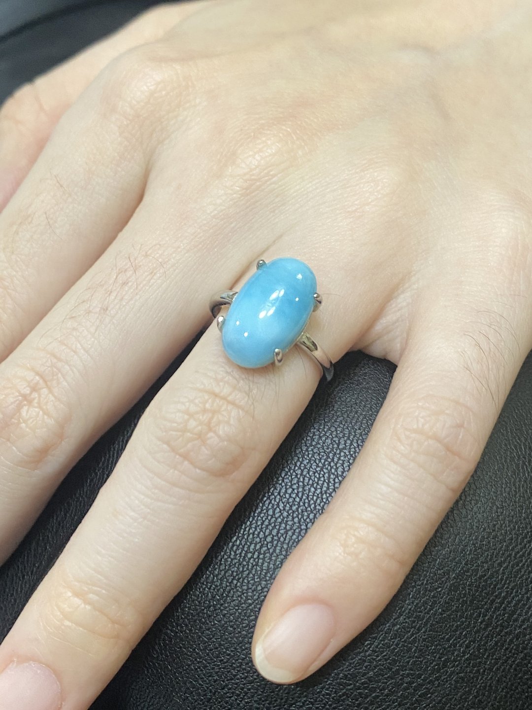幸运海纹石简约款925银戒指 - 戒指 - 水晶 蓝色