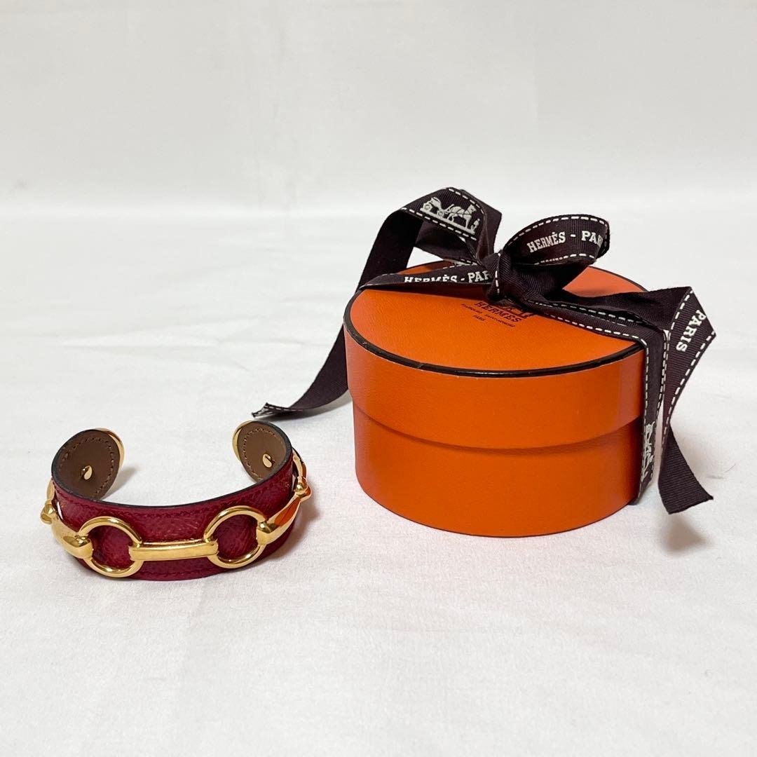 正品 HERMES 爱马仕 马衔扣 手镯 顶级小牛皮 鲜红色 皮革 日本直送 - 手链/手环 - 其他材质 