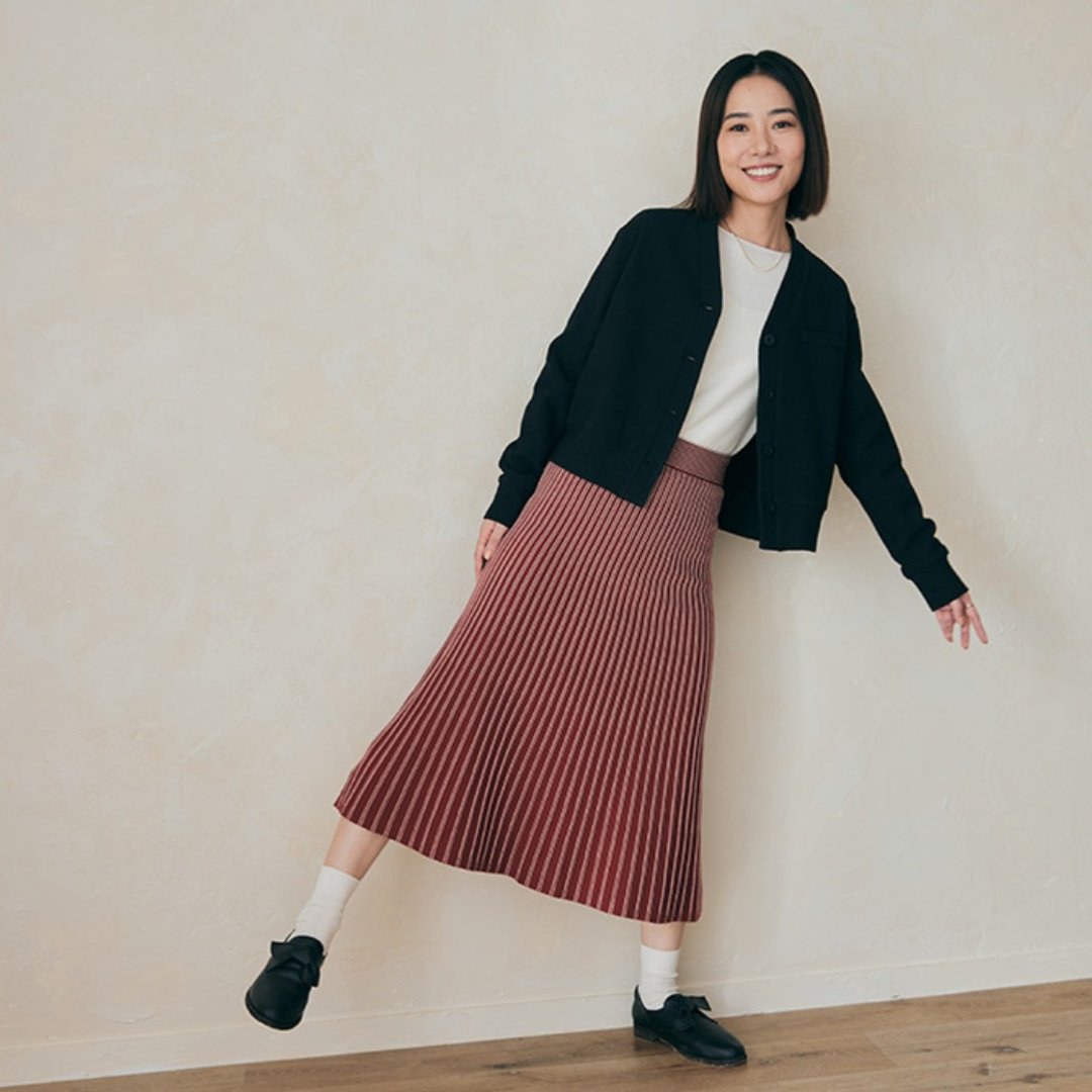美人鱼摆动针织长裙-今日晚霞 - 裙子 - 其他人造纤维 红色