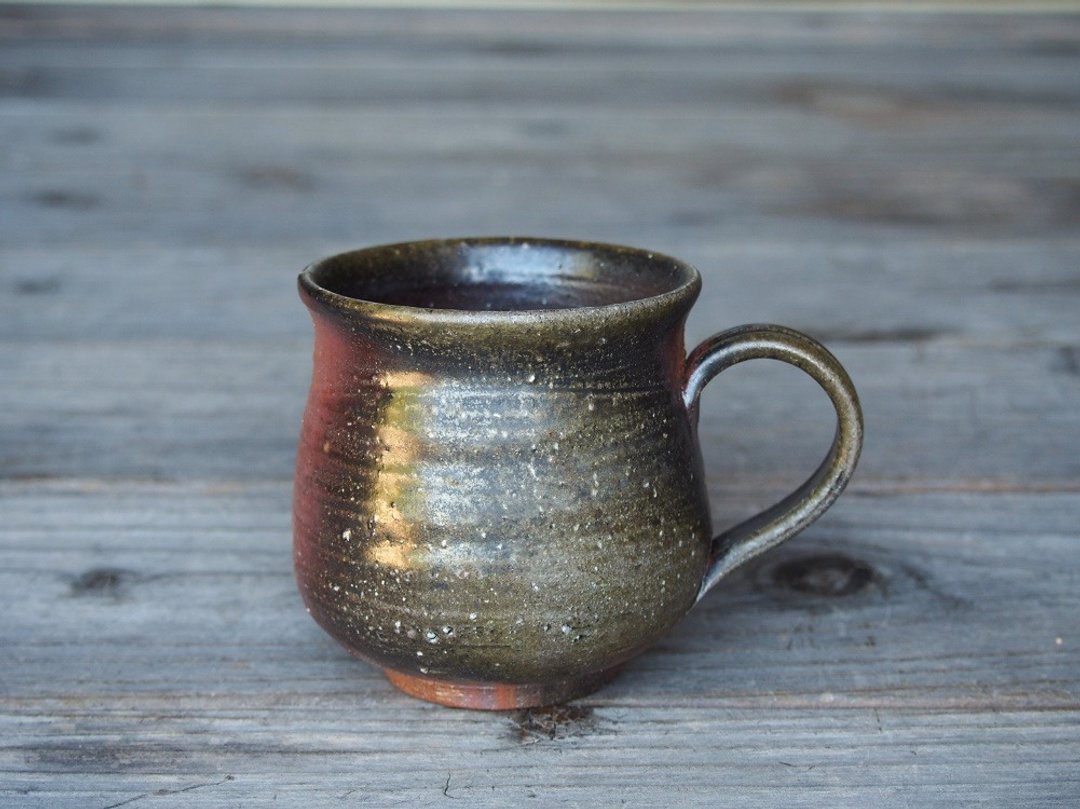 Bizen coffee cup (middle) Rokuro c 6 040 - 咖啡杯/马克杯 - 陶 咖啡色
