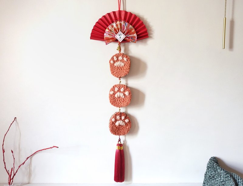 纳福招财猫挂饰/新居落成刺绣装饰礼物 - 摆饰 - 其他材质 红色