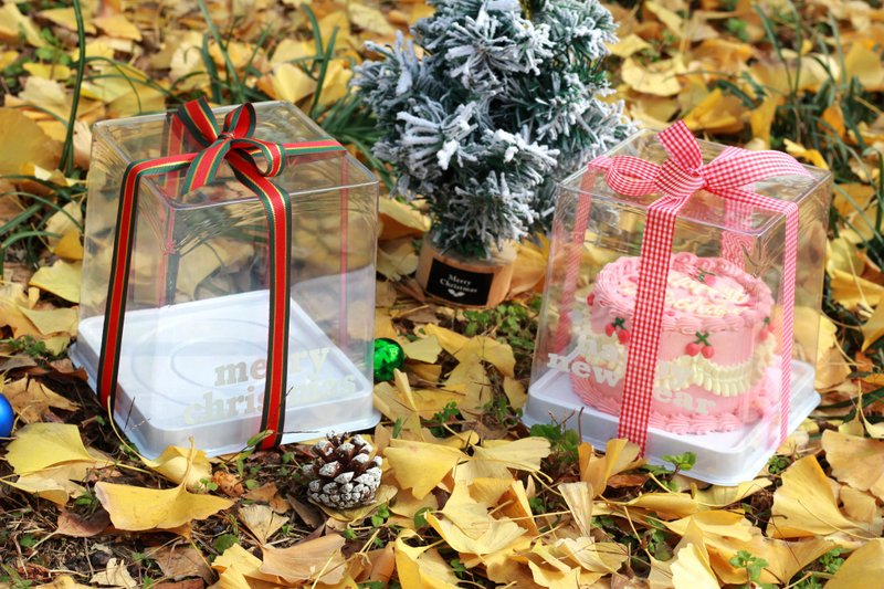 【100套】PET白底方形透明蛋糕盒4寸 - 包装材料 - 塑料 透明
