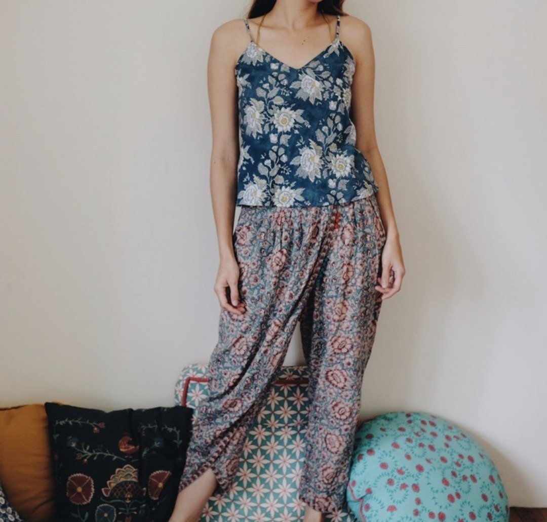 Used Anokhi 手工盖印特殊锥形裤 - 女装长裤 - 棉 