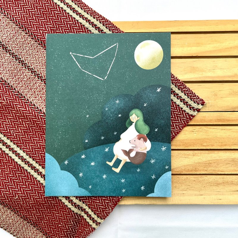 女孩与星座—摩羯座 - 卡片/明信片 - 纸 白色
