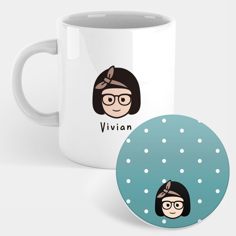 【定制化礼物】毕业礼 Q版头像 定制化文字 马克杯 杯垫 PS285 - 咖啡杯/马克杯 - 瓷 白色