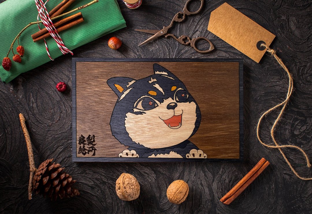 【 手工木制画 】黑柴柴 - 海报/装饰画/版画 - 木头 黑色