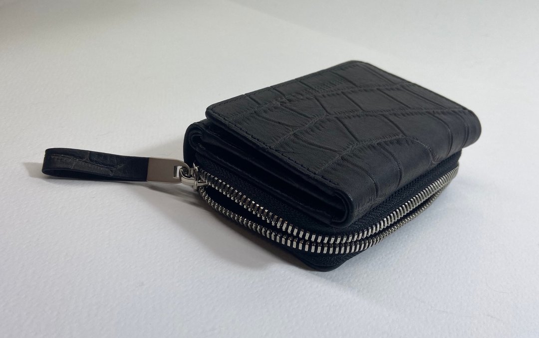 Minimal Wallet - Black Croco - 皮夹/钱包 - 真皮 黑色