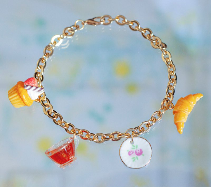 圣诞交换礼物 微缩食物手链-袖珍仿真食物手链- 下午茶时光 - 手链/手环 - 粘土 多色