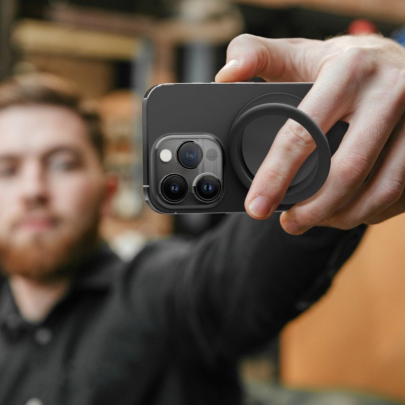 MagSafe 磁吸手机指环支架 360度旋转 130度开合 N52吸力强 - 手机配件 - 塑料 黑色