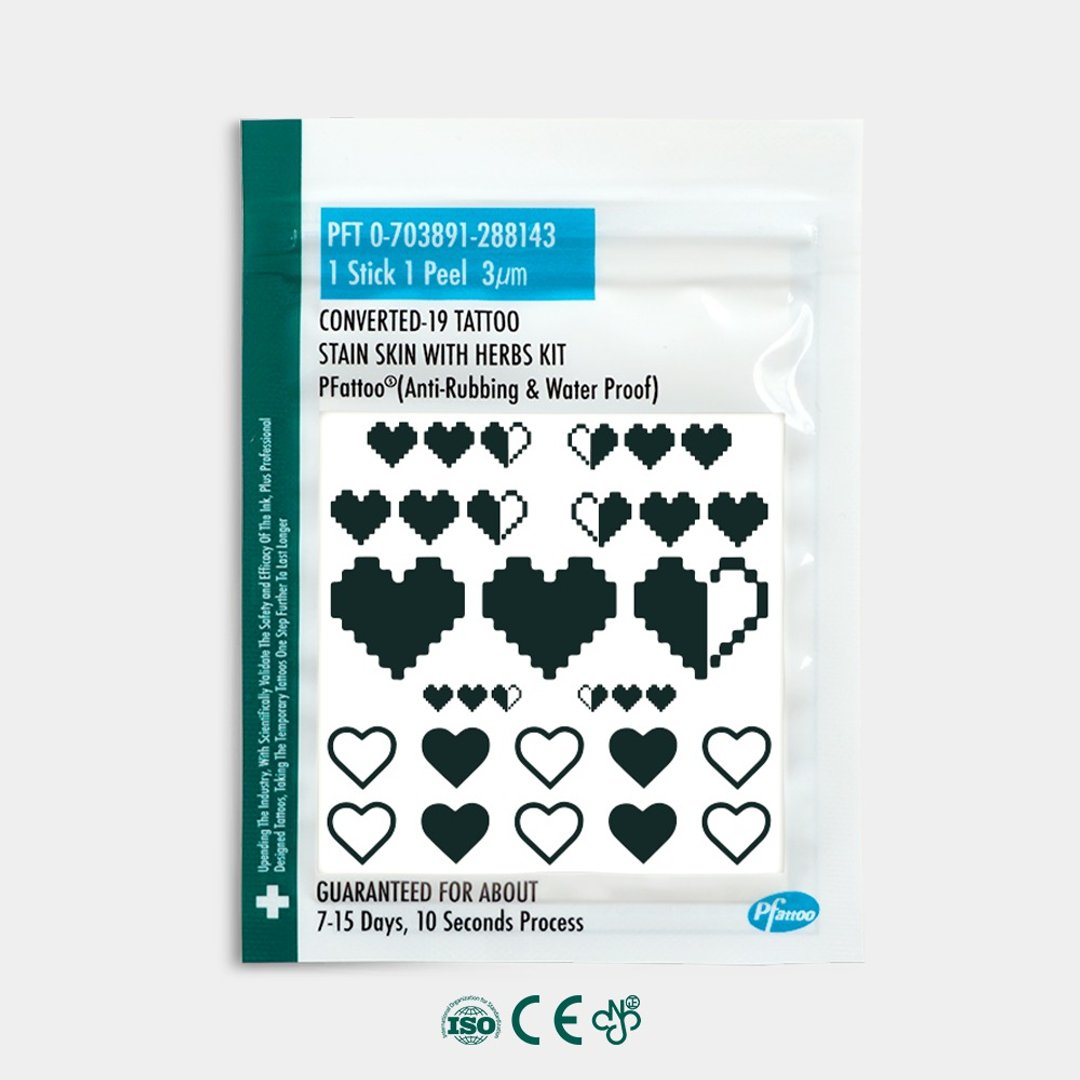 心形 - 2入纹身贴纸+送1张随机 半永久草本纹身 防水 - 纹身贴 - 防水材质 黑色