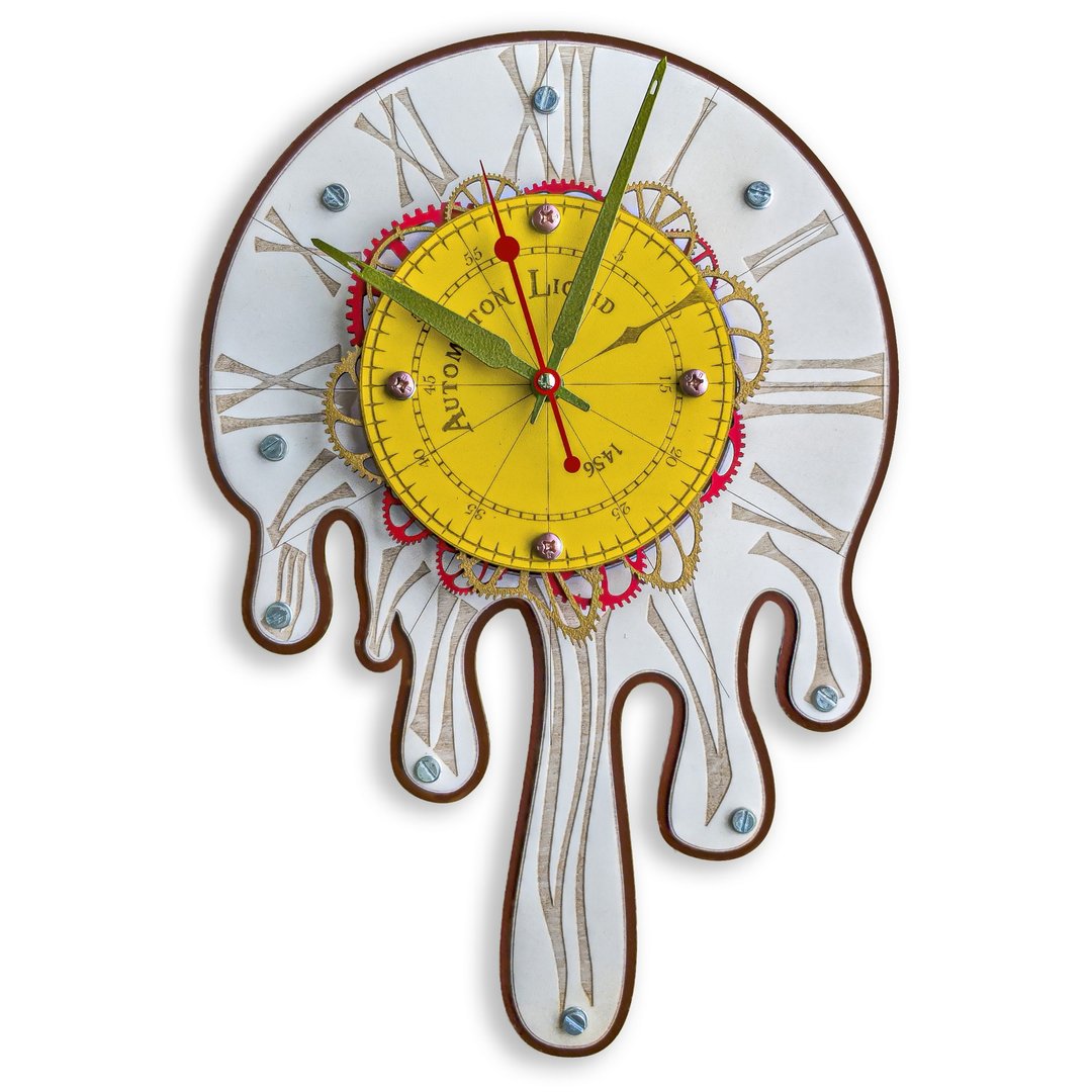 Automaton 1456 Melting Time Large Wall Clock Salvador Dali style Surrealism Art - 时钟/闹钟 - 木头 多色