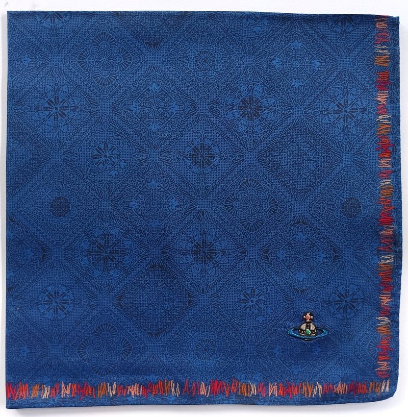 Vivienne Westwood 复古手帕图案图案蓝色 19.5 x 19 英寸 - 手帕/方巾 - 棉．麻 蓝色