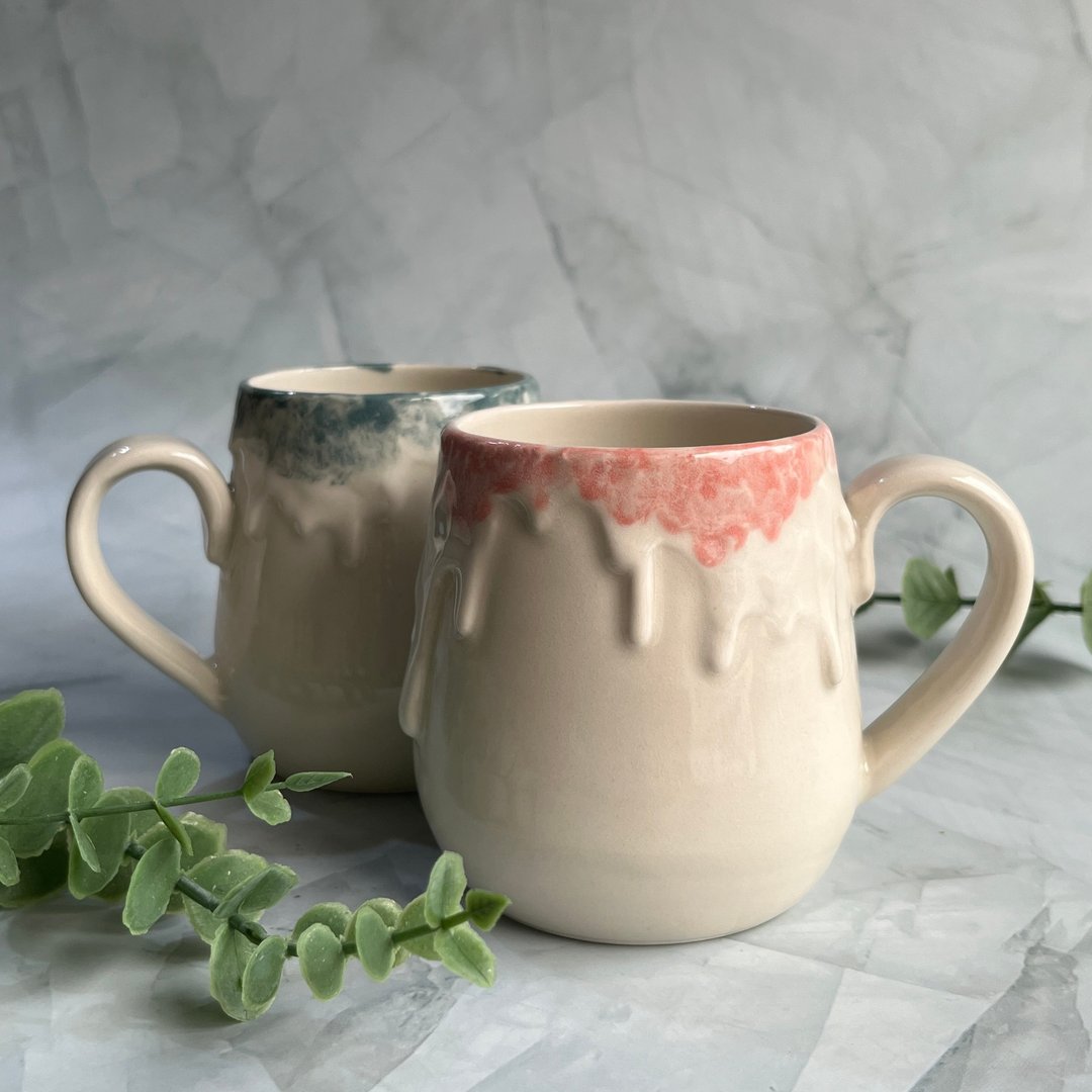 融融奶油。手工陶瓷马克杯对杯 两只一组 咖啡杯 父亲节礼物 - 其他杯子 - 陶 多色