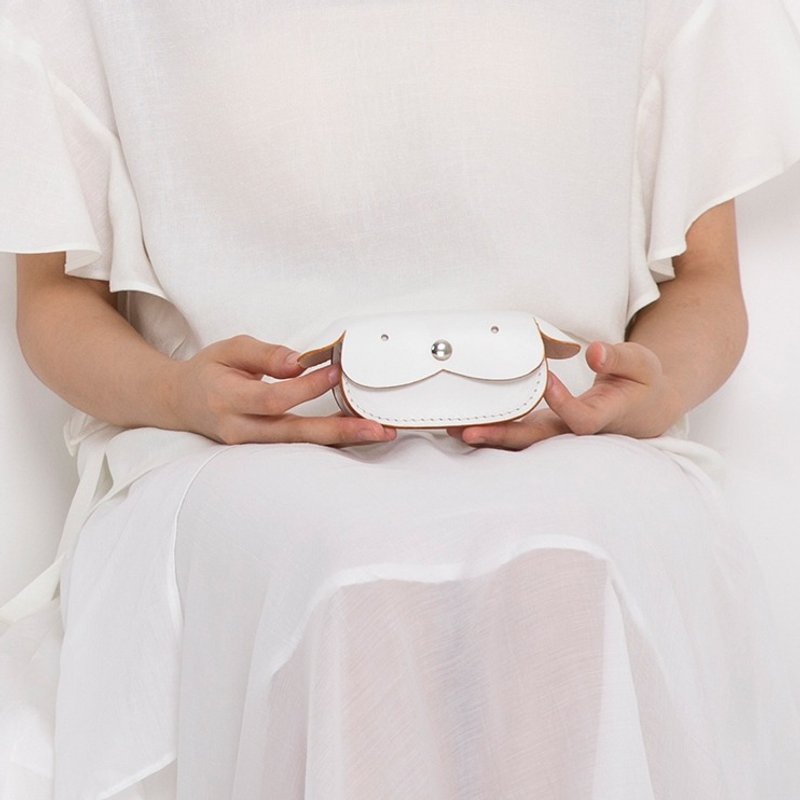 JulyChagall白色气球系列汪星人头层牛皮零钱包卡包硬币包名片包 - 零钱包 - 真皮 白色