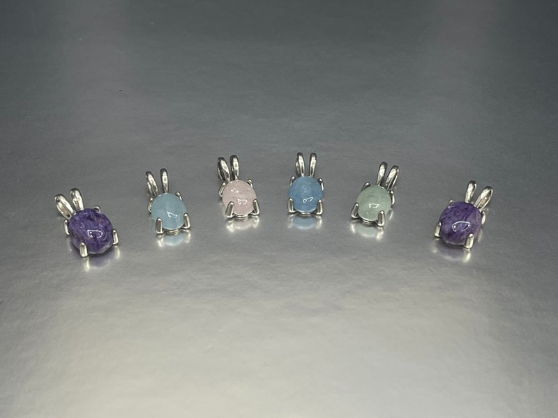兔兔造型天然石银坠 //多款天然石//纯坠不含链 - 项链 - 半宝石 多色