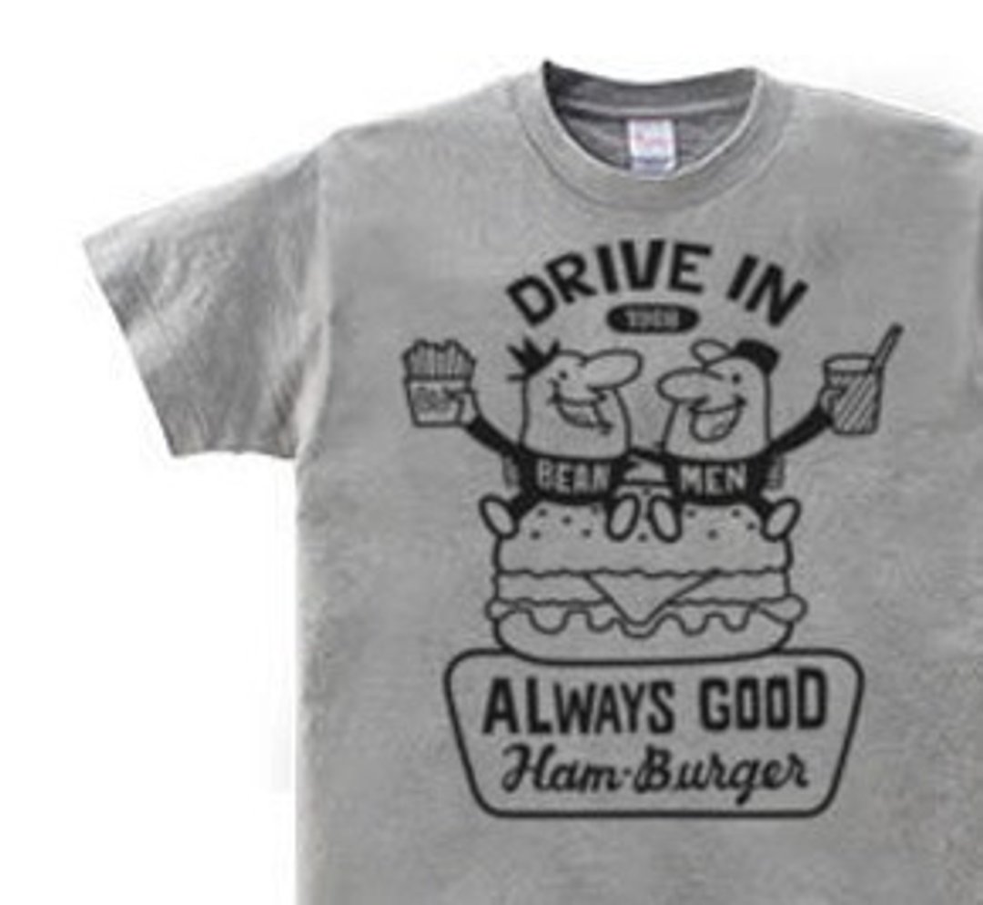 Beans Man and hamburger WS ~ WM • S ~ XL T-shirt order product] - 中性连帽卫衣/T 恤 - 棉 灰色