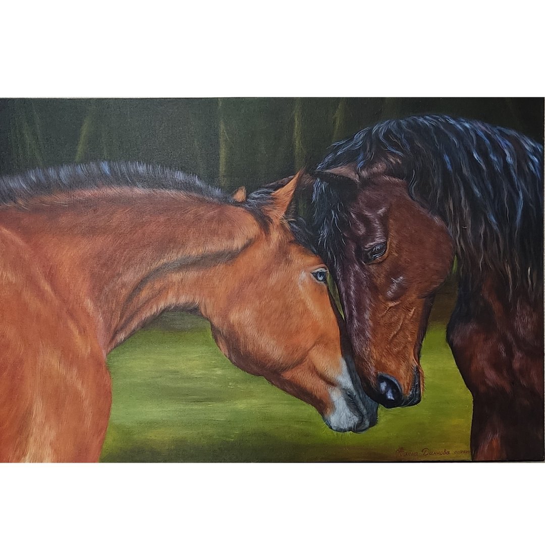Original Oil Painting Horse Painting Roll - 海报/装饰画/版画 - 棉 咖啡色