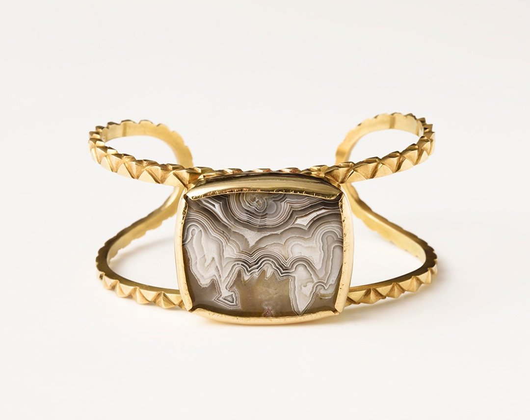 CB20 (Laguna Race Agate) - 手链/手环 - 其他金属 金色