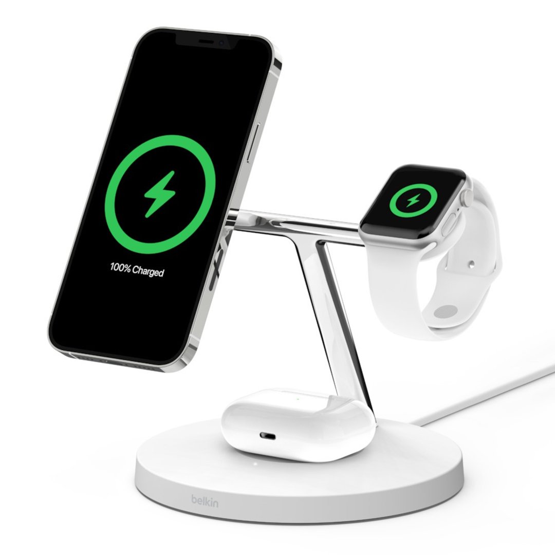 BOOST CHARGE PRO MagSafe 3合1 无线充电器(白) (三脚插头英标) - 手机充电及周边 - 其他材质 白色