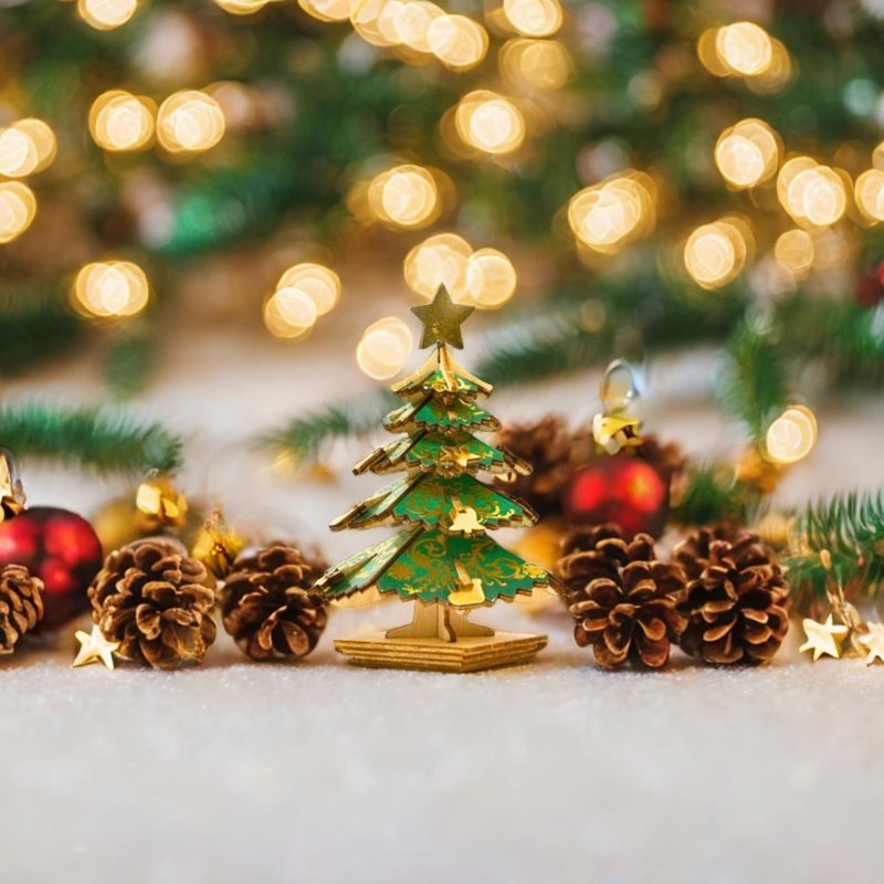 Jigzle 3D立体拼图系列 | 木质彩色圣诞树 | 办公桌摆设 - 木工/竹艺/纸艺 - 木头 绿色