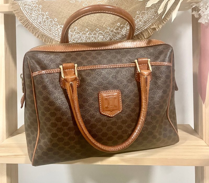Celine赛琳中古古董老花医生波士顿手提背包 - 手提包/手提袋 - 真皮 咖啡色