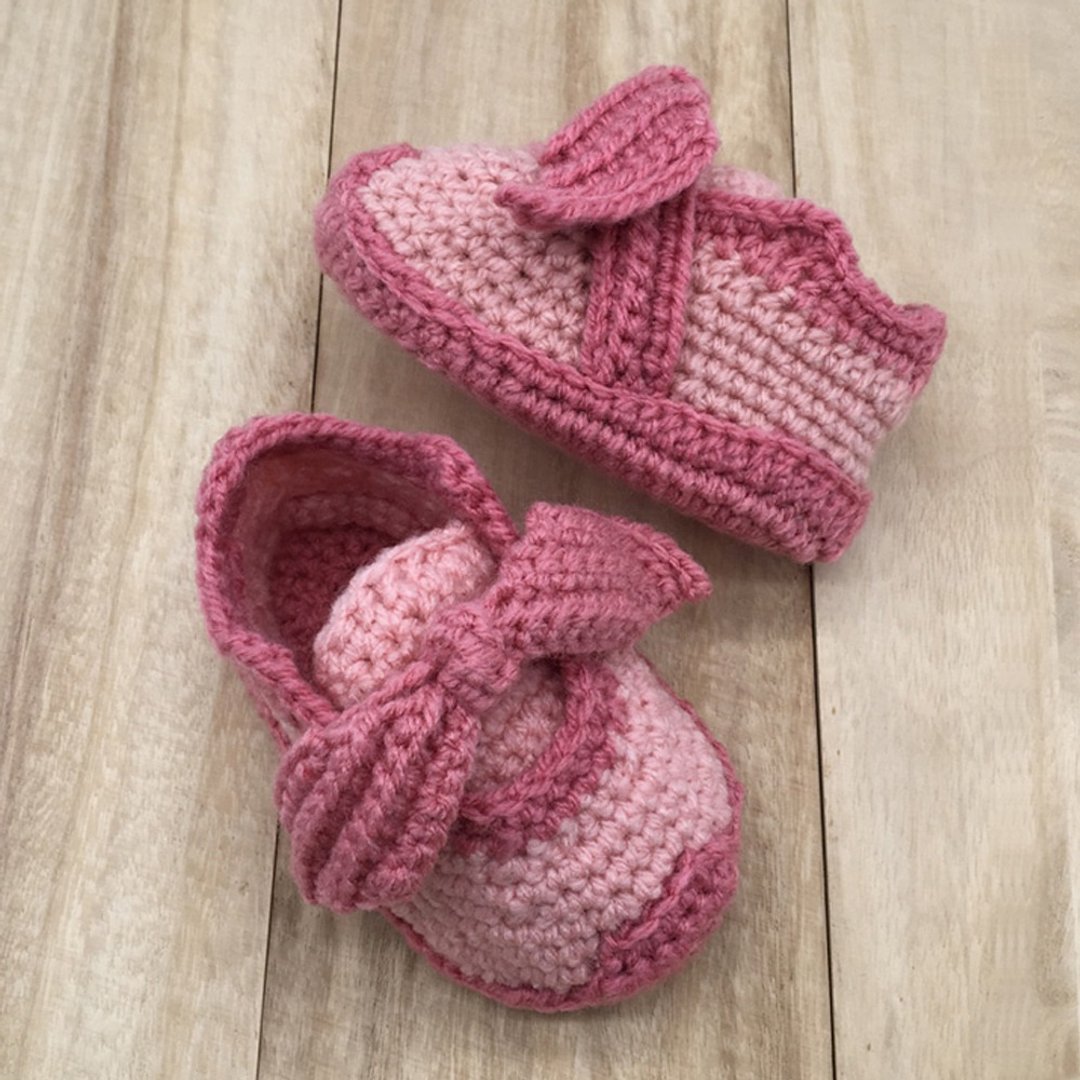 Bow Baby Booties, Girl Crochet Shoes, Socks, Sneaker, Boots, Footwear for Kids - 童装鞋 - 压克力 粉红色