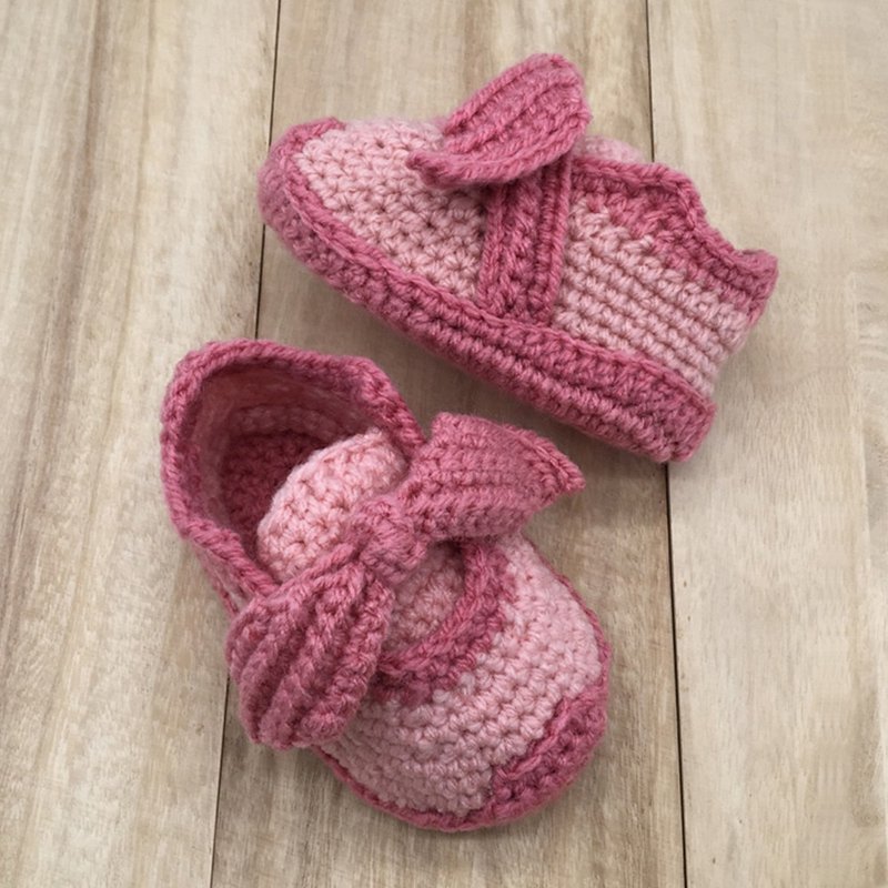 Bow Baby Booties, Girl Crochet Shoes, Socks, Sneaker, Boots, Footwear for Kids - 童装鞋 - 压克力 粉红色