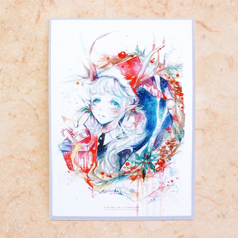 Alice Hobbey 圣诞系列 双面水彩插画明信片 Postcard - 卡片/明信片 - 纸 多色