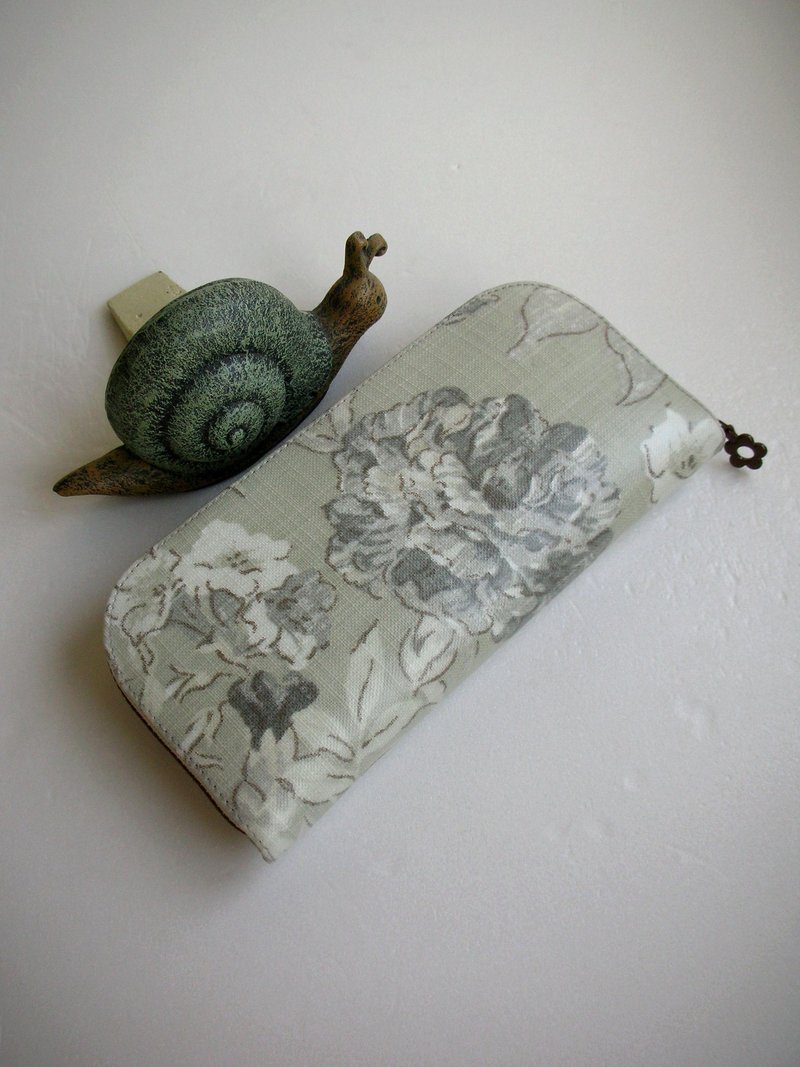 英国防水布【绝尘雅卉-黑灰】-长夹/皮夹/零钱包/ - 皮夹/钱包 - 防水材质 灰色