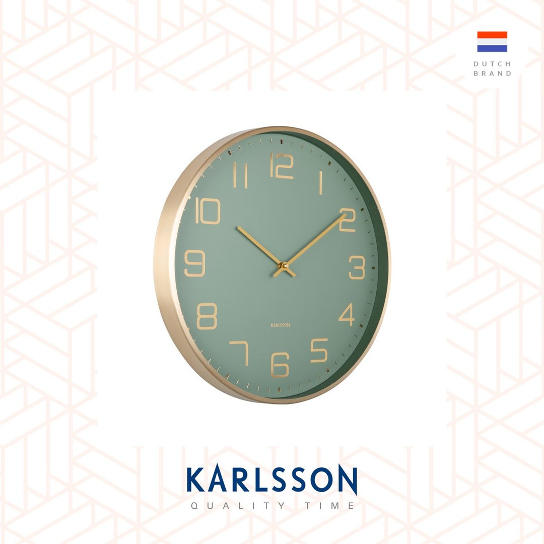 荷兰Karlsson, Wall clock 40cm Elegance Glow alu. jungle gree - 时钟/闹钟 - 其他金属 绿色