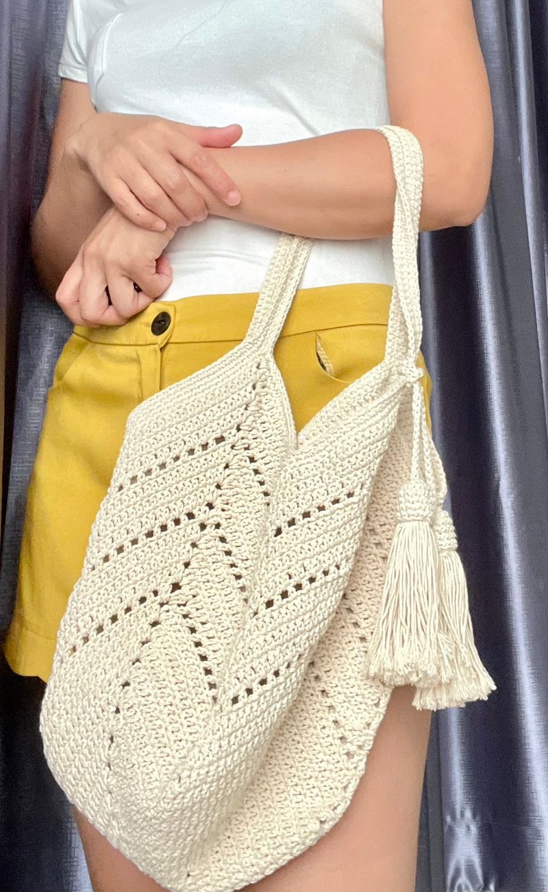 Crochet Cotton Bag, Tote Bag - 其他 - 棉．麻 白色