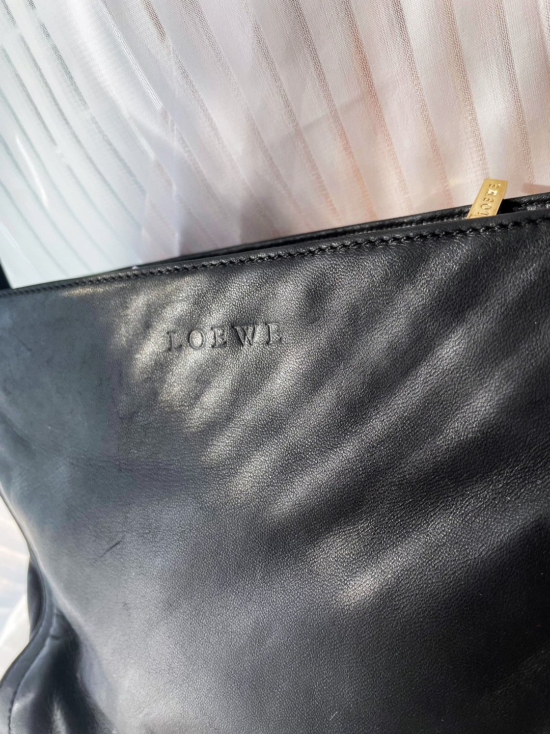 中古包 Loewe 纳帕小羊皮 托特包单肩包肩背包单肩袋侧背包通勤包 - 侧背包/斜挎包 - 真皮 黑色