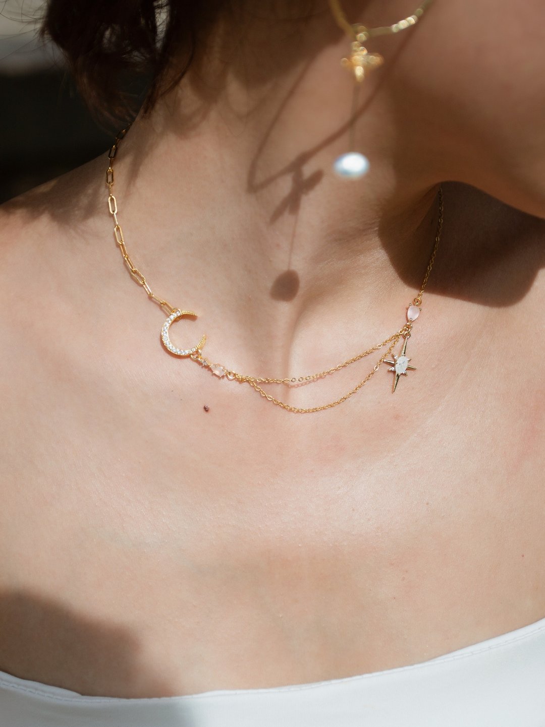 To The Moon & Back Choker - 项链 - 纯银 金色