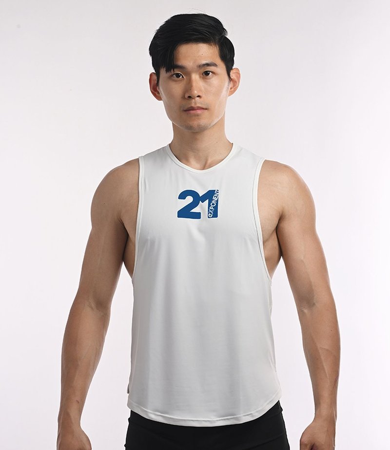 (3色)Actiflex超弹透气 急速冲锋 圆弧下摆凉感机能运动背心-白色 - 男装背心 - 聚酯纤维 白色