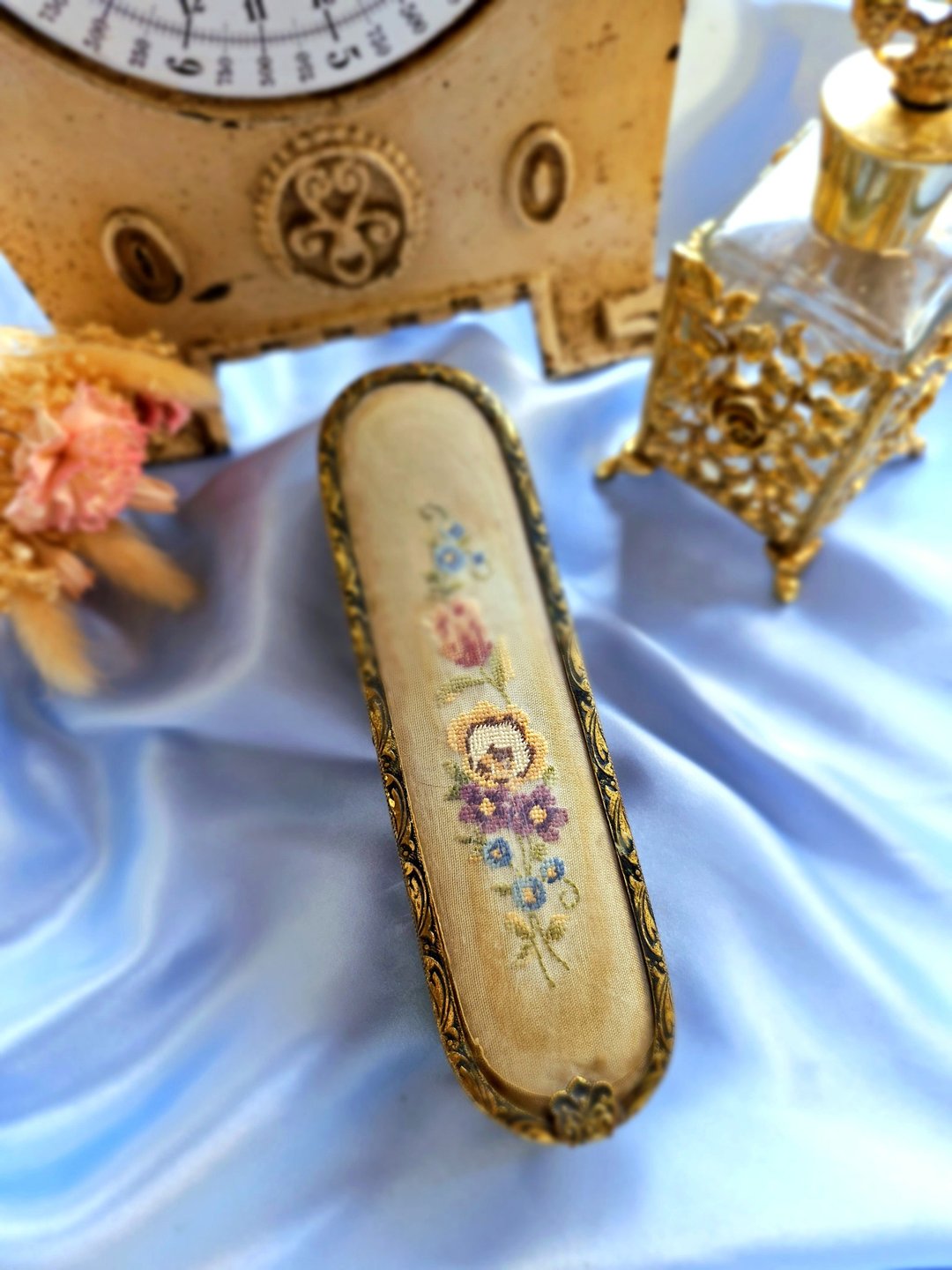 英国复古手绣花卉毛刷/大衣刷/刷子vintage美国西洋古董饰品 - 其他 - 其他材质 