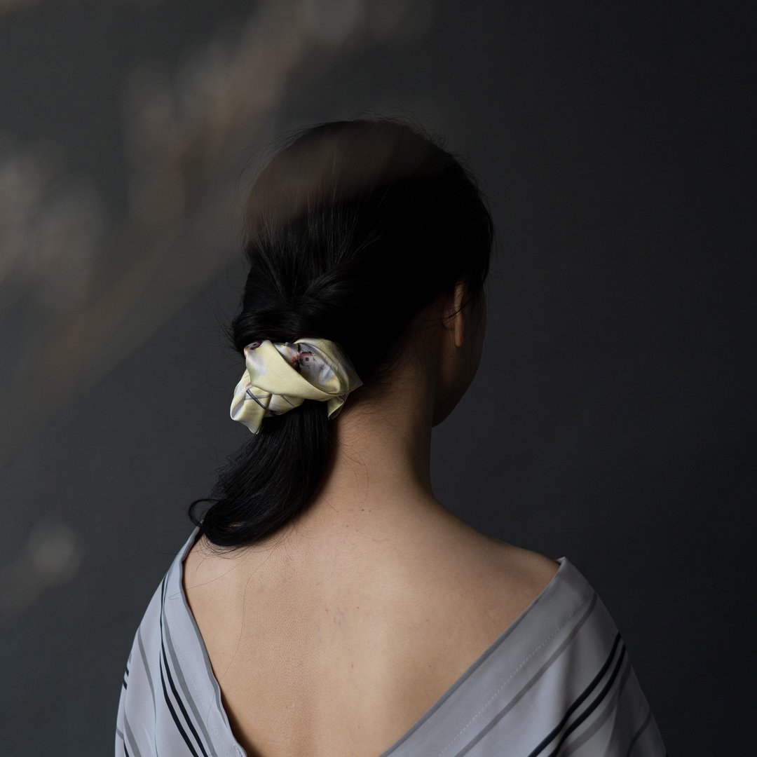 Enmo Lin - 芥末绿剑兰花园 - 大甜甜圈发束 - 发饰 - 丝．绢 绿色