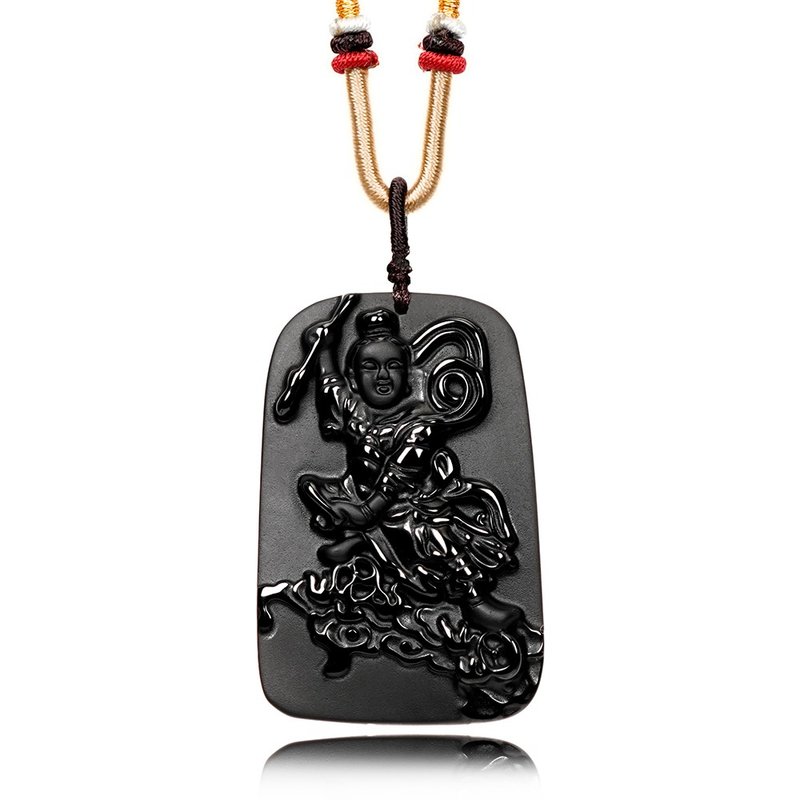 【正佳珠宝】黑曜石 三太子哪吒 三太子黑曜石吊坠 - 项链 - 半宝石 多色