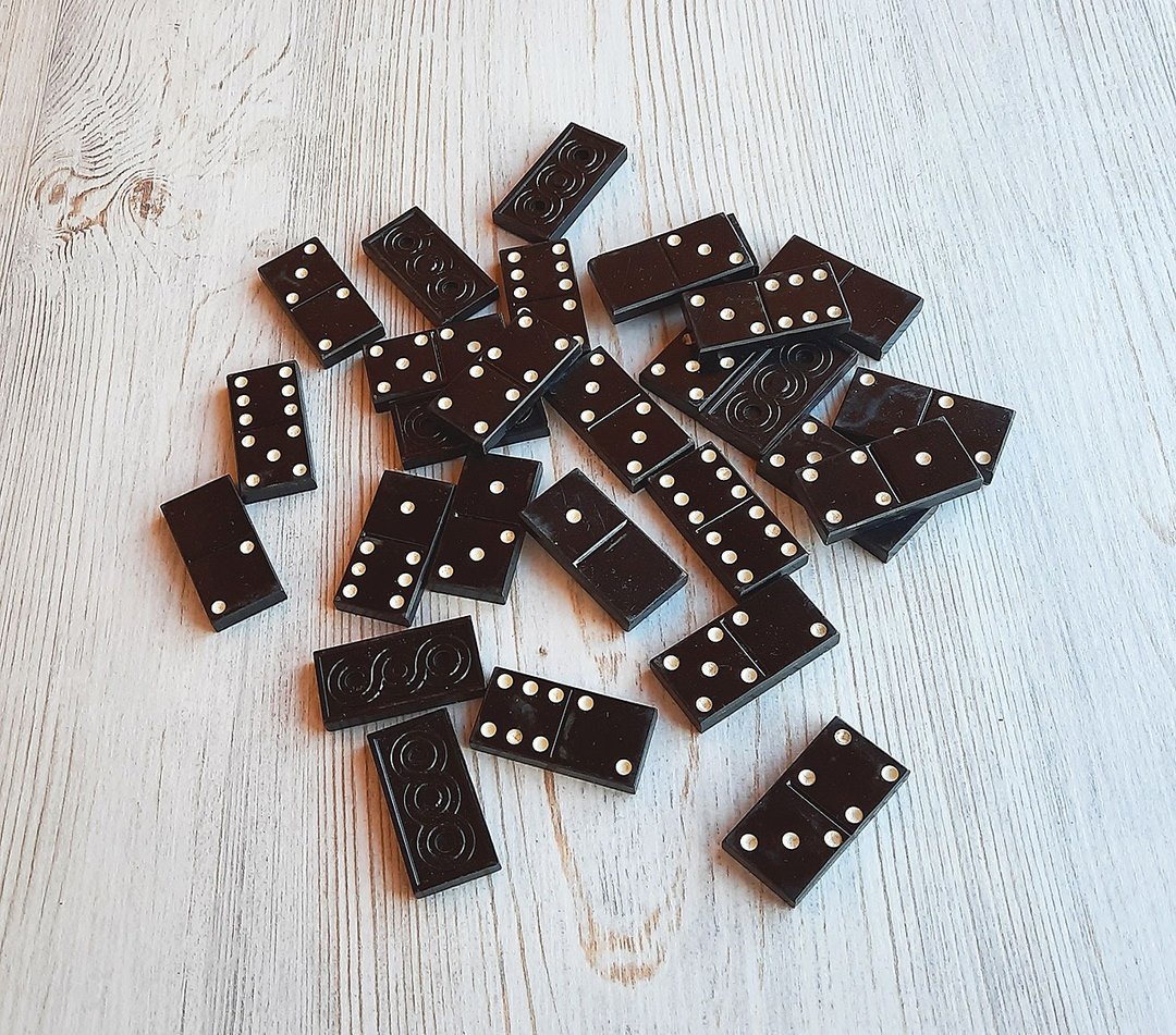 Black tiles Russian dominoes vintage - Soviet domino game USSR - 其他 - 其他材质 黑色