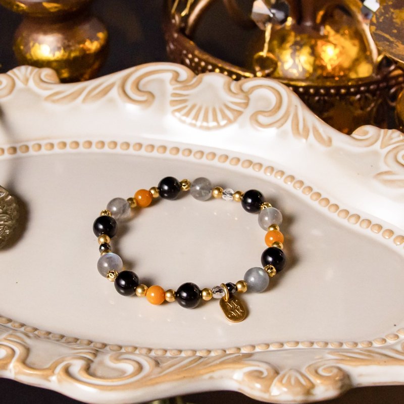 热带岛屿花 // C1112拉长石黑玛瑙手链 - 手链/手环 - 宝石 
