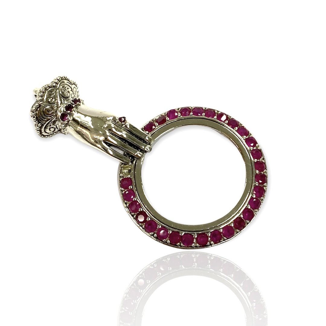 Victorian Style Royal Hand Magnifying Glass Loop Pendant 925 Sterling Silver - 其他 - 纯银 银色
