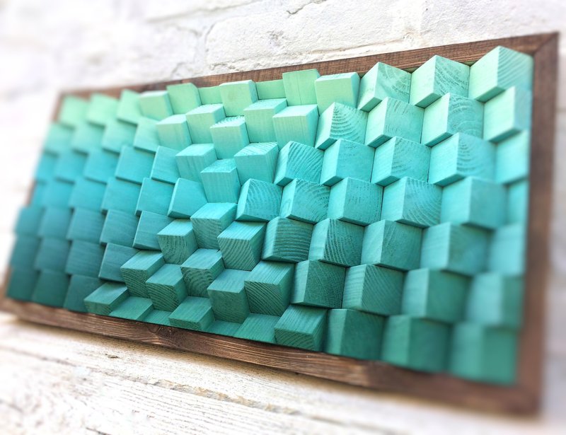 3D Wood Wall Art - Green  Artwork - Acoustic Panel Sound Diffuser - 墙贴/壁贴 - 木头 绿色