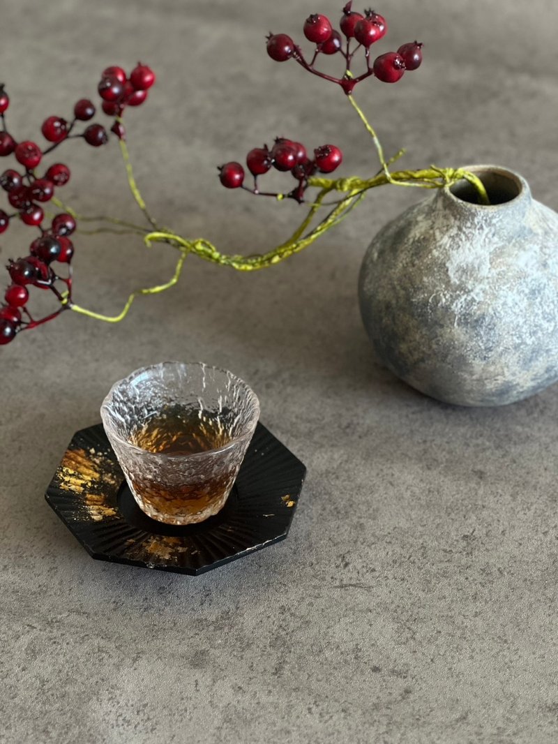 盘子/漆器/日式/线香座/杯托/杯垫/线香/纯金纯银箔/八角盘 - 摆饰 - 环保材料 